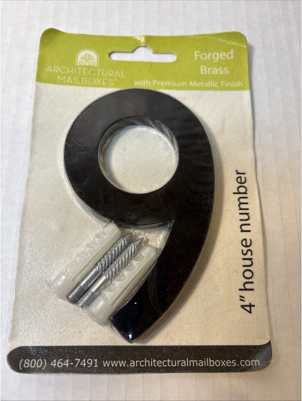 Brand New Architectural Mailboxes Floating House Number 9 Solid Brass 4"